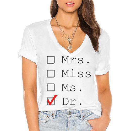 Doctor Graduation Women's Jersey Short Sleeve Deep V-Neck Tshirt				 - Best Gift Smart