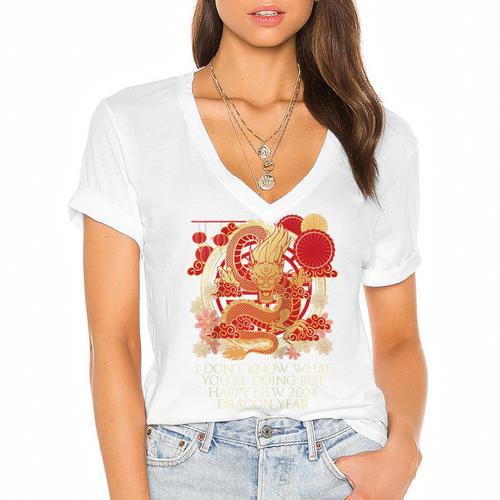 I Dont Know What Youre Doing Chinese New Year Introvert Raglan Baseball Tee Women's Jersey Short Sleeve Deep V-Neck Tshirt - Raresse