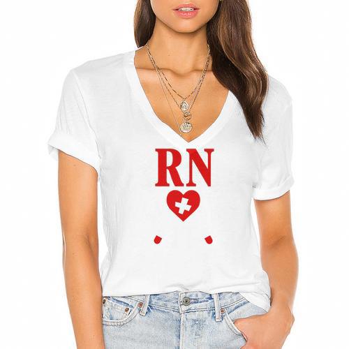 Earned It For Nurse Graduation Or RN LPN Nursing School Grad Women's Jersey Short Sleeve Deep V-Neck Tshirt				 - Best Gift Smart