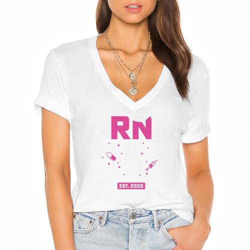Earned It RN 2025 Nurse Graduation Nursing School Graduate Premium Tri-Blend Women's Jersey Short Sleeve Deep V-Neck Tshirt				 - Best Gift Smart