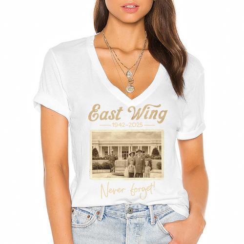East Wing Never Forget American Vintage Nostalgia Premium Tri-Blend Women's Jersey Short Sleeve Deep V-Neck Tshirt - Figerry