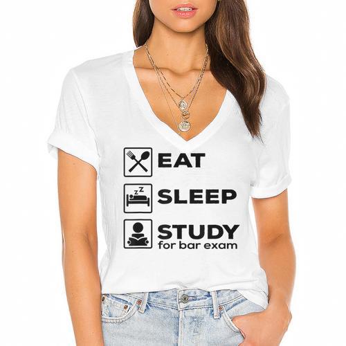 Eat Sleep Study For Bar Exam Lawyer Graduation Women's Jersey Short Sleeve Deep V-Neck Tshirt				 - Best Gift Smart