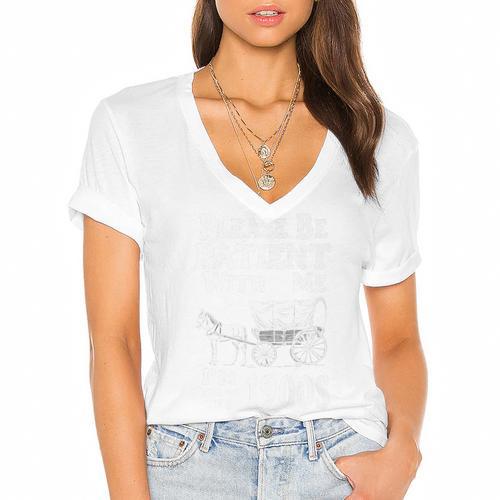 Endearing Wagon Humor Please Be Patient I'm From The 1900s Premium Women's Jersey Short Sleeve Deep V-Neck Tshirt - Figerry