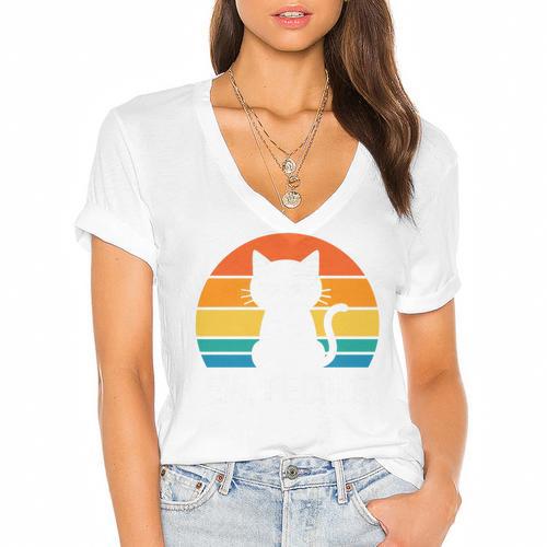 Ew People Cat Anti Social Introvert Premium Tri-Blend Women's Jersey Short Sleeve Deep V-Neck Tshirt - Raresse