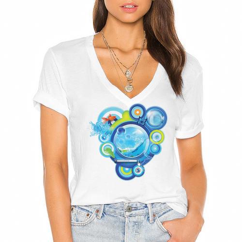 Frutiger Aero Metro Abstract Maximalism 2000s Nostalgia Premium Tri-Blend Women's Jersey Short Sleeve Deep V-Neck Tshirt - Figerry