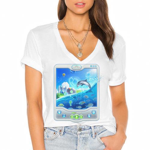 Frutiger Aero Skeuomorphism User Interface Nostalgia Premium Tri-Blend Women's Jersey Short Sleeve Deep V-Neck Tshirt				 - Figerry
