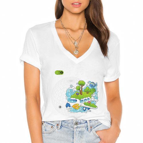 Frutiger Aero Y2K Fashion Trends Statement Piece Tech Orbite Premium Tri-Blend Women's Jersey Short Sleeve Deep V-Neck Tshirt - Figerry