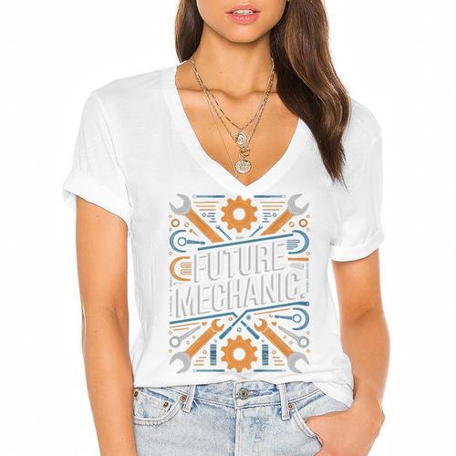 Future Mechanic Graduation School Kids Toddler Women Men Gag Women's Jersey Short Sleeve Deep V-Neck Tshirt - Best Gift Smart