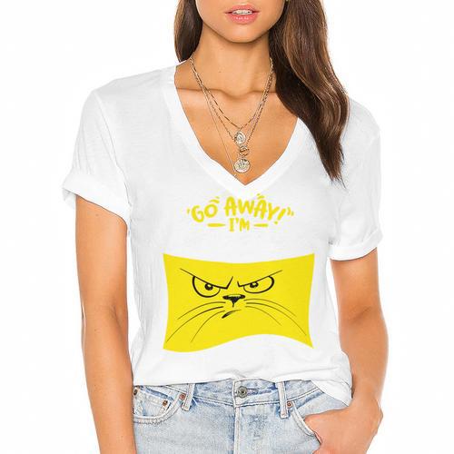 Go Away I'm Introverting Antisocial Shy Introvert Women's Jersey Short Sleeve Deep V-Neck Tshirt - Raresse