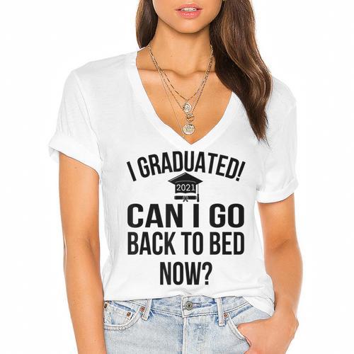 Can I Go Back To Bed Graduation 2021 Women's Jersey Short Sleeve Deep V-Neck Tshirt				 - Best Gift Smart