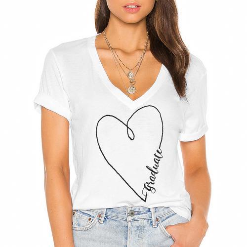 Graduate Heart Shirt Graduation Women's Jersey Short Sleeve Deep V-Neck Tshirt				 - Best Gift Smart