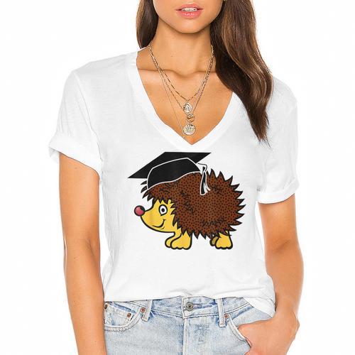 Graduation Hedgehog 2017 Graduate Graduation T-Shirt Women's Jersey Short Sleeve Deep V-Neck Tshirt				 - Best Gift Smart