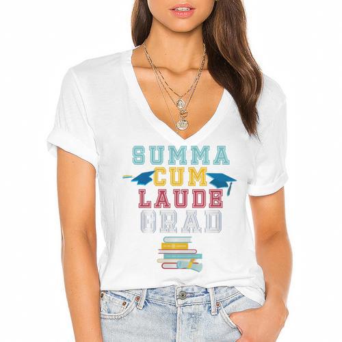 Graduation Summa Cum Laude College Honors Women's Jersey Short Sleeve Deep V-Neck Tshirt				 - Best Gift Smart