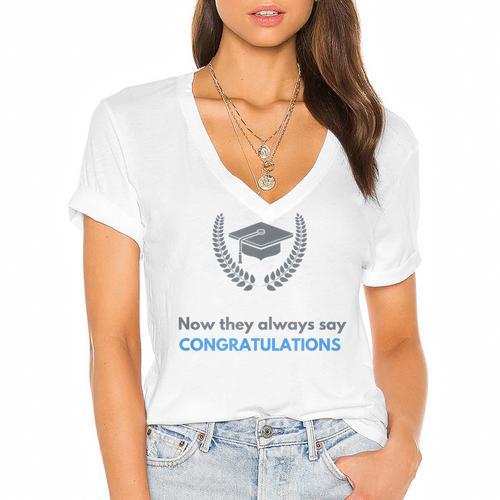 Graduation Tshirt For Men Women And Kids Women's Jersey Short Sleeve Deep V-Neck Tshirt - Best Gift Smart
