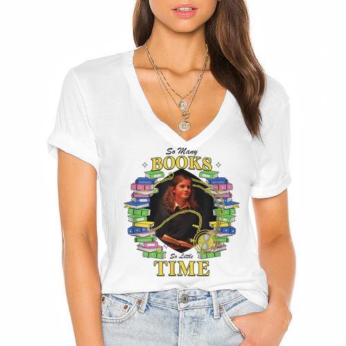 Harry Potter Hermione So Many Books So Little Time Portrait Women's Jersey Short Sleeve Deep V-Neck Tshirt				 - Bookorys AU