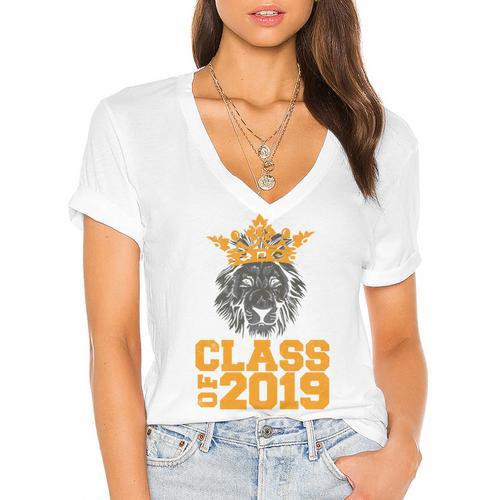 High School King Graduation Shirt Class Of 2019 Seniors Women's Jersey Short Sleeve Deep V-Neck Tshirt				 - Best Gift Smart