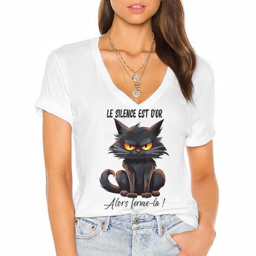 Humor Provocateur Sarcasm Closes The Silence Introvert Chat Women's Jersey Short Sleeve Deep V-Neck Tshirt - Raresse