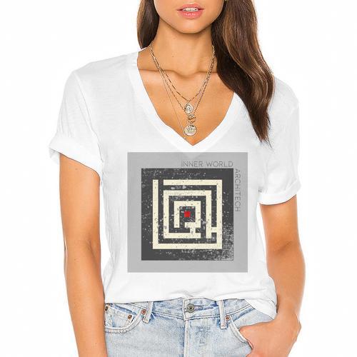 Inner World Architect Premium INTJ Tshirt Introvert Women's Jersey Short Sleeve Deep V-Neck Tshirt - Raresse