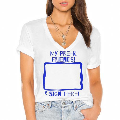 Interactive Preschool Graduation T Shirt Women's Jersey Short Sleeve Deep V-Neck Tshirt				 - Best Gift Smart