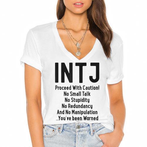 INTJ Rules Architect Personality Type Introvert Women's Jersey Short Sleeve Deep V-Neck Tshirt - Raresse
