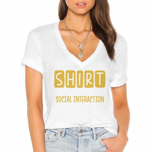 Introvert Quote Motivational For Men Women Kids Women's Jersey Short Sleeve Deep V-Neck Tshirt - Raresse