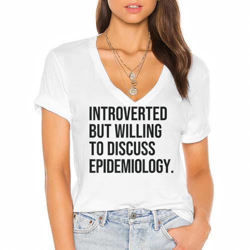 Introverted Epidemiologist Epidemiology Introvert Women's Jersey Short Sleeve Deep V-Neck Tshirt - Raresse