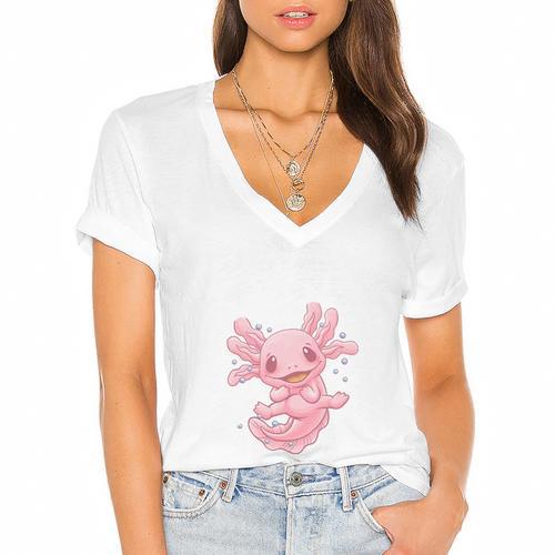 Introverted But Willing To Discuss Axolotl Salamander Women's Jersey Short Sleeve Deep V-Neck Tshirt - Raresse