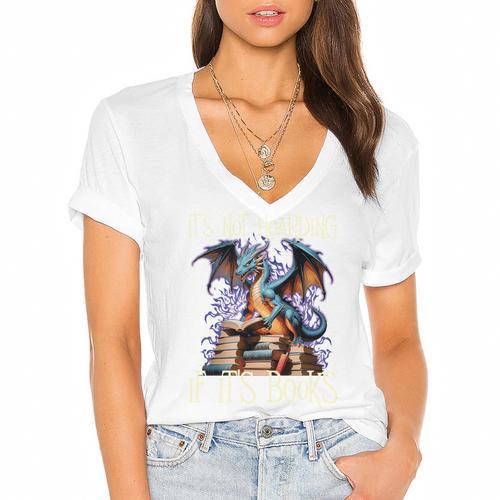 It's Not Hoarding If It's Books Reading Bookworm Reader Women's Jersey Short Sleeve Deep V-Neck Tshirt - Bookorys AU