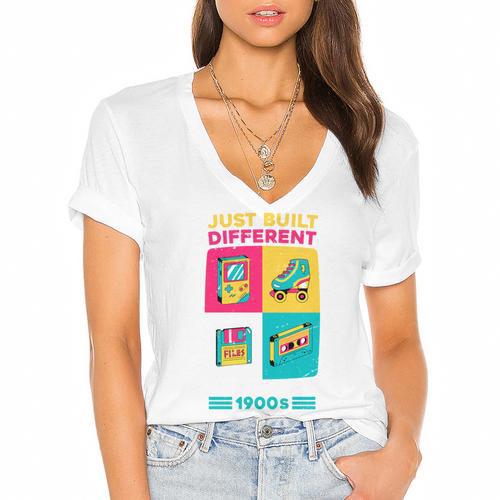 Just Built Different I'M From The 1900S Retro Women's Jersey Short Sleeve Deep V-Neck Tshirt				 - Figerry