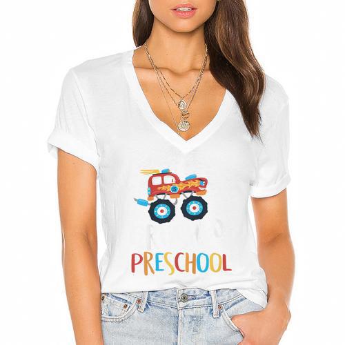 Kids I Just Crushed Preschool Monster Graduation Pre-K Shirt Women's Jersey Short Sleeve Deep V-Neck Tshirt				 - Best Gift Smart