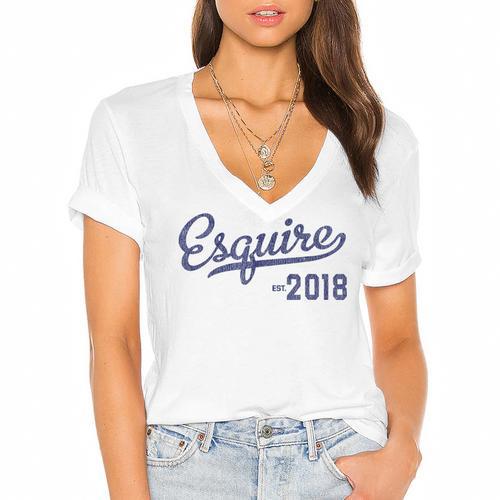 Lawyers Graduation Esquire Est 2018 Graduate Shirt Women's Jersey Short Sleeve Deep V-Neck Tshirt				 - Best Gift Smart