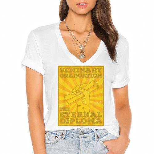 LDS Mormon Seminary Graduation Eternal Diploma Shirt Women's Jersey Short Sleeve Deep V-Neck Tshirt				 - Best Gift Smart