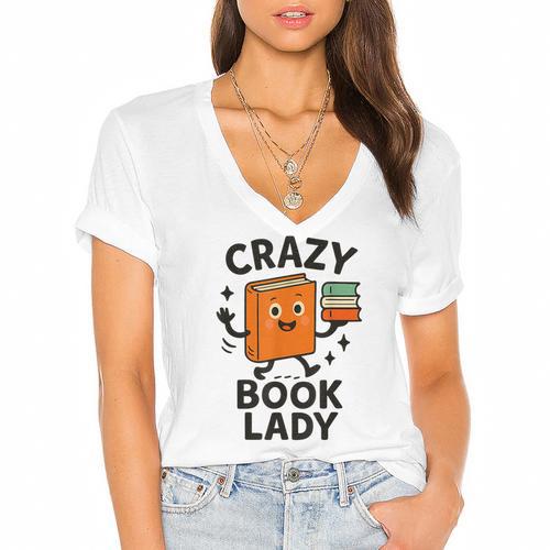 Librarian Book Reader Collector Book Worm For Women Women's Jersey Short Sleeve Deep V-Neck Tshirt				 - Bookorys AU