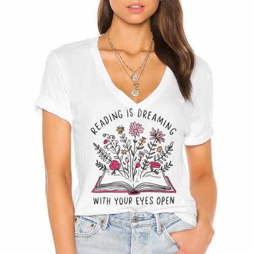 Librarian Cute Bookish It's A Good Day To Read A Book Lover Women's Jersey Short Sleeve Deep V-Neck Tshirt				 - Bookorys AU