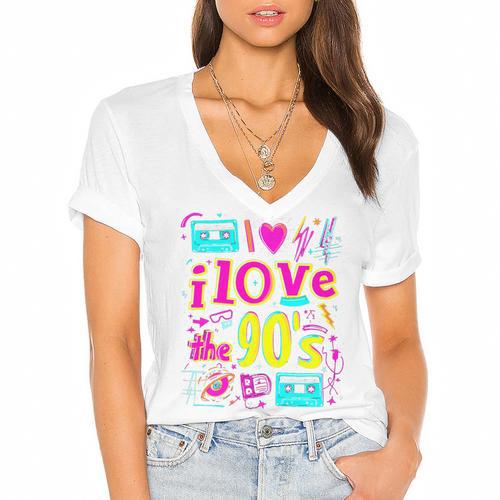 I Love The 90'S 90s Nostalgia Premium Tri-Blend Women's Jersey Short Sleeve Deep V-Neck Tshirt				 - Figerry