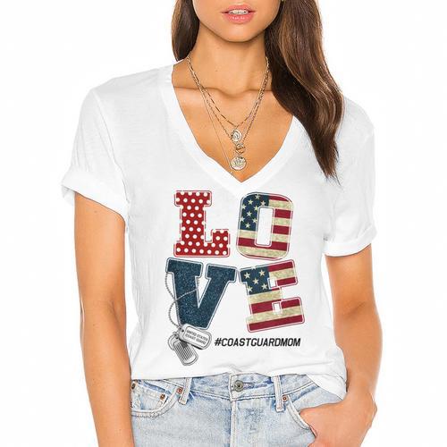 Love Coast Guard Mom Proud Coast Guard Graduation Mom Women's Jersey Short Sleeve Deep V-Neck Tshirt				 - Best Gift Smart