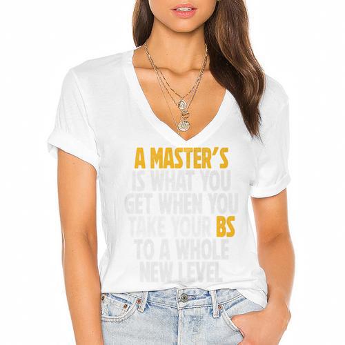 Master Degree When You Take Bs To New Level Graduation Premium Women's Jersey Short Sleeve Deep V-Neck Tshirt				 - Best Gift Smart
