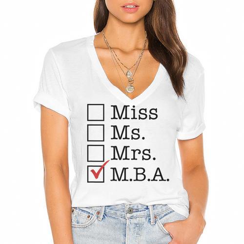 MBA Graduates Miss Ms Mrs MBA MBA Graduation Meme Women's Jersey Short Sleeve Deep V-Neck Tshirt				 - Best Gift Smart