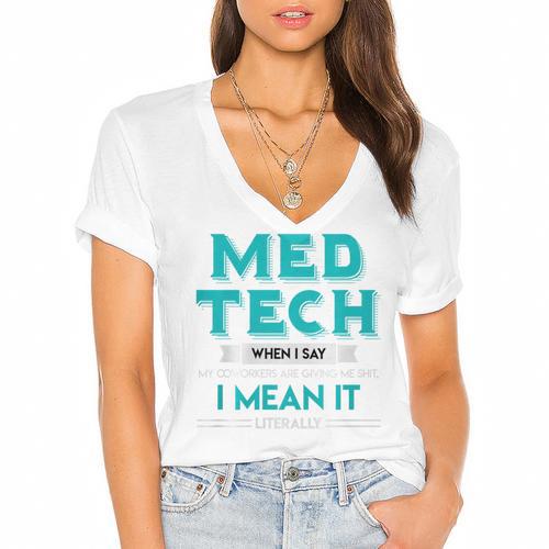 Med Tech Medical Technician Gag Lab Graduation Premium Women's Jersey Short Sleeve Deep V-Neck Tshirt				 - Best Gift Smart