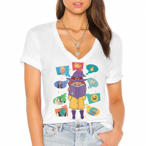 Meme Magic Introvert Anti People Social Media Meme Lovers Women's Jersey Short Sleeve Deep V-Neck Tshirt - Raresse