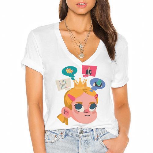 Meme Queen In Silence Introvert Anti People Antisocial Quiet Women's Jersey Short Sleeve Deep V-Neck Tshirt - Raresse