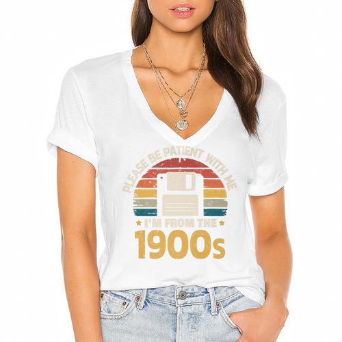 Millennials Please Be Patient With Me I'm From The 1900s Premium Women's Jersey Short Sleeve Deep V-Neck Tshirt				 - Figerry