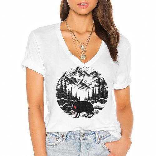 Monster Squonk In Forest Folklore Cryptid Introvert Women's Jersey Short Sleeve Deep V-Neck Tshirt				 - Raresse