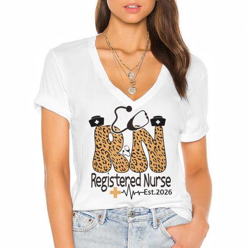 Nurse Est 2026 Graduation Graduate Nursing Student RN LPN Women's Jersey Short Sleeve Deep V-Neck Tshirt				 - Best Gift Smart