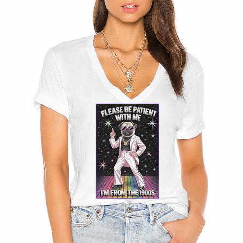 Be Patient With Me I'm From The 1900s Birthday Premium Tri-Blend Women's Jersey Short Sleeve Deep V-Neck Tshirt				 - Figerry