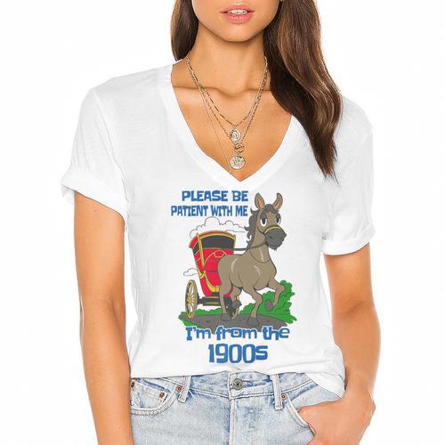 Patient With Me I'm From The 1900s Premium Women's Jersey Short Sleeve Deep V-Neck Tshirt				 - Figerry