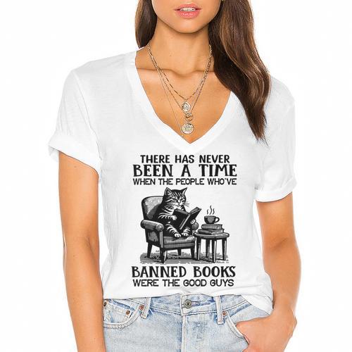 The People Who'Ve Banned Books Were The Good Guys Women's Jersey Short Sleeve Deep V-Neck Tshirt				 - Bookorys DE