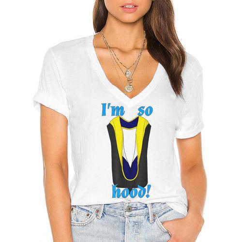 PhD Hood Graduation Shirt Doctorate Degree Doctoral Women's Jersey Short Sleeve Deep V-Neck Tshirt				 - Best Gift Smart