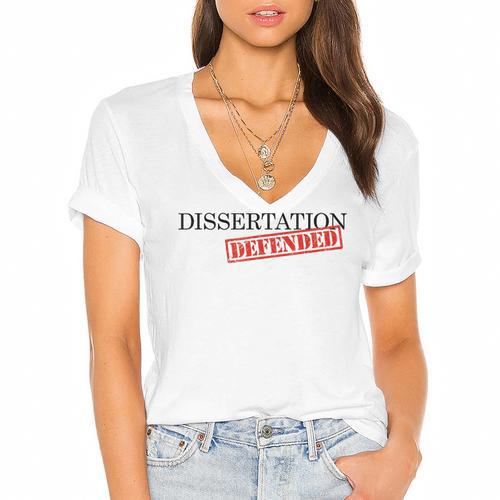 PhD Thesis Defense Graphic Doctoral Graduation Women's Jersey Short Sleeve Deep V-Neck Tshirt - Best Gift Smart