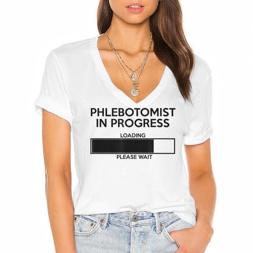 Phlebotomist In Progress Phlebotomy School Graduation Women's Jersey Short Sleeve Deep V-Neck Tshirt				 - Best Gift Smart
